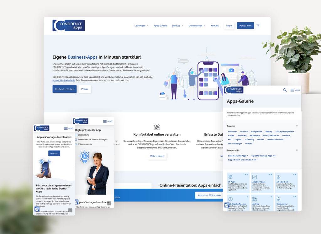 Webdesign & Webentwicklung: Relaunch CONFIDENCE apps
