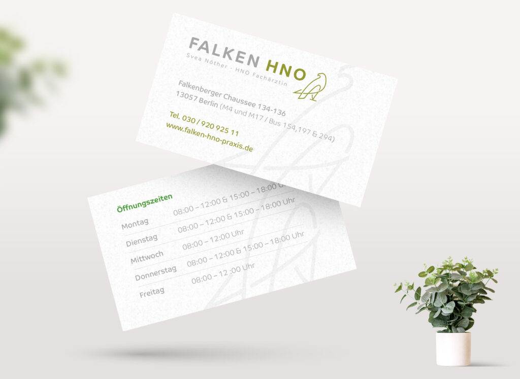 Visitenkarten Design: Falken HNO Praxis