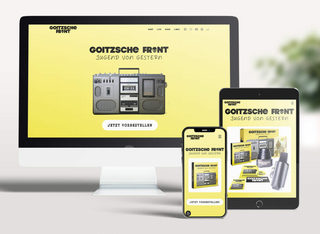 Webdesign: Landingpage Goitzsche Front "Jugend von Gestern"